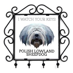 A key rack with Polish Lowland Sheepdog, I watch your keys. A new collection with the geometric dog