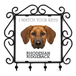 Un portachiavi con Rhodesian Ridgeback, guardo le tue chiavi. Una nuova collezione con il cane geometrico