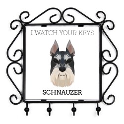 Un estante clave con Schnauzer cropped, veo tus llaves. Una nueva colección con el perro geométrico