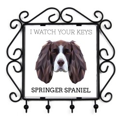 Un estante clave con Springer Spaniel Inglés, veo tus llaves. Una nueva colección con el perro geométrico
