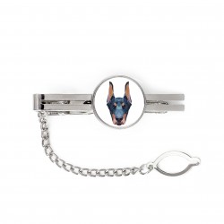 A tie tack with a Dobermann dog. Men’s jewelry. A new collection with the geometric dog