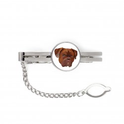 A tie tack with a French Mastiff dog. Men’s jewelry. A new collection with the geometric dog