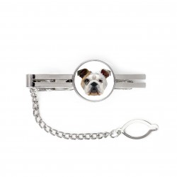 A tie tack with a English Bulldog dog. Men’s jewelry. A new collection with the geometric dog