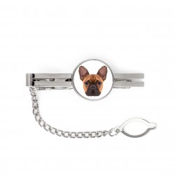 A tie tack with a French Bulldog dog. Men’s jewelry. A new collection with the geometric dog