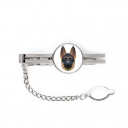 A tie tack with a German Shepherd dog. Men’s jewelry. A new collection with the geometric dog
