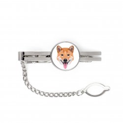 Una atadura con un perro Shiba Inu. Joyería de los hombres Una nueva colección con el perro geométrico