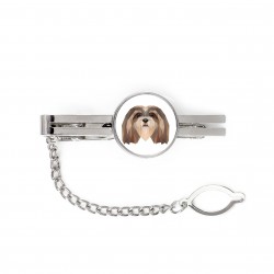 A tie tack with a Lhasa Apso dog. Men’s jewelry. A new collection with the geometric dog