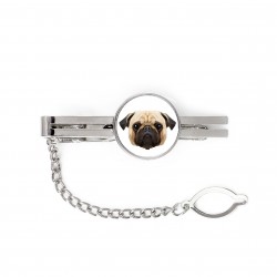 A tie tack with a Pug dog. Men’s jewelry. A new collection with the geometric dog