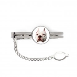 A tie tack with a American Pit Bull Terrier dog. Men’s jewelry. A new collection with the geometric dog