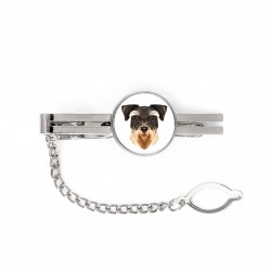 A tie tack with a Schnauzer dog. Men’s jewelry. A new collection with the geometric dog