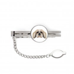 A tie tack with a Shih Tzu dog. Men’s jewelry. A new collection with the geometric dog