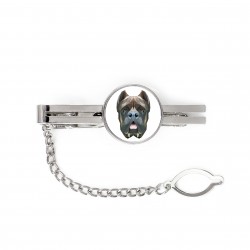 A tie tack with Cane Corso dog. Men’s jewelry. A new collection with the geometric dog