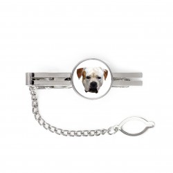 A tie tack with American Bulldog dog. Men’s jewelry. A new collection with the geometric dog