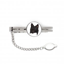 A tie tack with Belgian Shepherd dog. Men’s jewelry. A new collection with the geometric dog