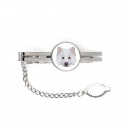 A tie tack with Finnish Lapphund dog. Men’s jewelry. A new collection with the geometric dog