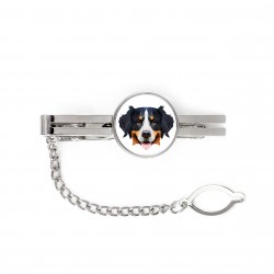 A tie tack with Bernese Mountain Dog dog. Men’s jewelry. A new collection with the geometric dog