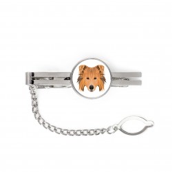 A tie tack with Collie dog. Men’s jewelry. A new collection with the geometric dog
