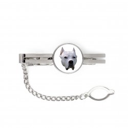 A tie tack with Argentine Dogo dog. Men’s jewelry. A new collection with the geometric dog