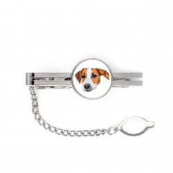A tie tack with Jack Russell Terrier dog. Men’s jewelry. A new collection with the geometric dog