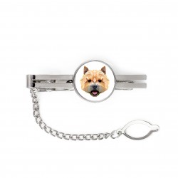 A tie tack with Norwich Terrier dog. Men’s jewelry. A new collection with the geometric dog