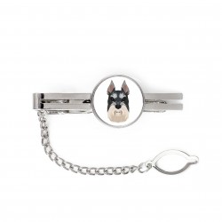 A tie tack with Schnauzer cropped dog. Men’s jewelry. A new collection with the geometric dog