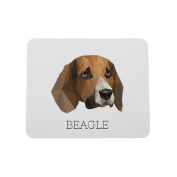 Una alfombrilla de ratón con un perro Beagle inglés. Una nueva colección con el perro geométrico