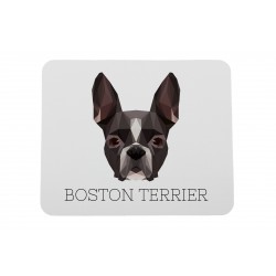 Un tapis de souris avec un chien Terrier de Boston. Une nouvelle collection avec le chien géométrique