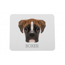 Un mouse pad con un cane Boxer tedesco. Una nuova collezione con il cane geometrico