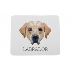 Una alfombrilla de ratón con un perro Cobrador de Labrador. Una nueva colección con el perro geométrico