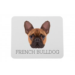 Un mouse pad con un cane Bouledogue français. Una nuova collezione con il cane geometrico