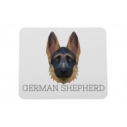 A computer mouse pad with a German Shepherd dog. A new collection with the geometric dog