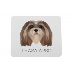 Una alfombrilla de ratón con un perro Lhasa Apso. Una nueva colección con el perro geométrico