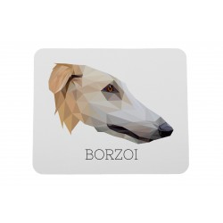 Una alfombrilla de ratón con un perro Borzoi. Una nueva colección con el perro geométrico
