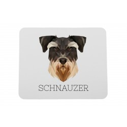 Una alfombrilla de ratón con un perro Schnauzer. Una nueva colección con el perro geométrico