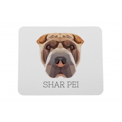 Un mouse pad con un cane Shar Pei. Una nuova collezione con il cane geometrico