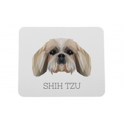 Una alfombrilla de ratón con un perro Shih Tzu. Una nueva colección con el perro geométrico