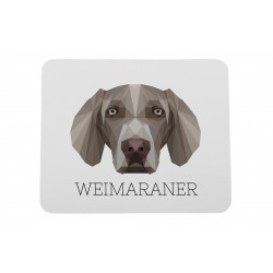 Una alfombrilla de ratón con un perro Braco de Weimar. Una nueva colección con el perro geométrico