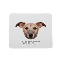 Un tapis de souris avec un chien Lévrier Whippet . Une nouvelle collection avec le chien géométrique