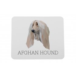 Una alfombrilla de ratón con un perro Lebrel afgano. Una nueva colección con el perro geométrico