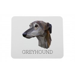 Un mouse pad con un cane Greyhound. Una nuova collezione con il cane geometrico