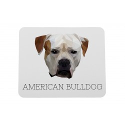Una alfombrilla de ratón con un perro Bulldog americano. Una nueva colección con el perro geométrico