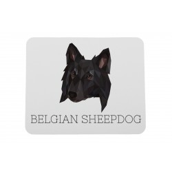 A computer mouse pad with a Belgian Shepherd dog. A new collection with the geometric dog
