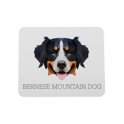 A computer mouse pad with a Bernese Mountain Dog dog. A new collection with the geometric dog