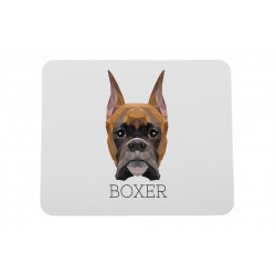 Un mouse pad con un cane Boxer tedesco cropped. Una nuova collezione con il cane geometrico