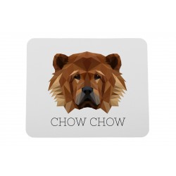 Una alfombrilla de ratón con un perro Chow chow. Una nueva colección con el perro geométrico