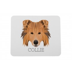 Una alfombrilla de ratón con un perro Collie. Una nueva colección con el perro geométrico