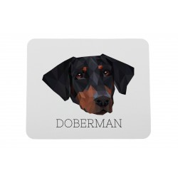 A computer mouse pad with a Dobermann uncropped dog. A new collection with the geometric dog