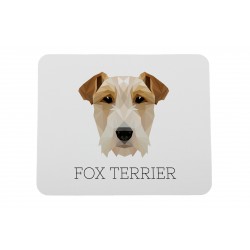Un mouse pad con un cane Fox Terrier. Una nuova collezione con il cane geometrico