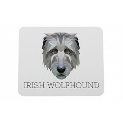 Una alfombrilla de ratón con un perro Cazador de lobos irlandés. Una nueva colección con el perro geométrico