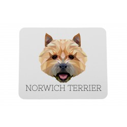 Un mouse pad con un cane Norwich Terrier. Una nuova collezione con il cane geometrico